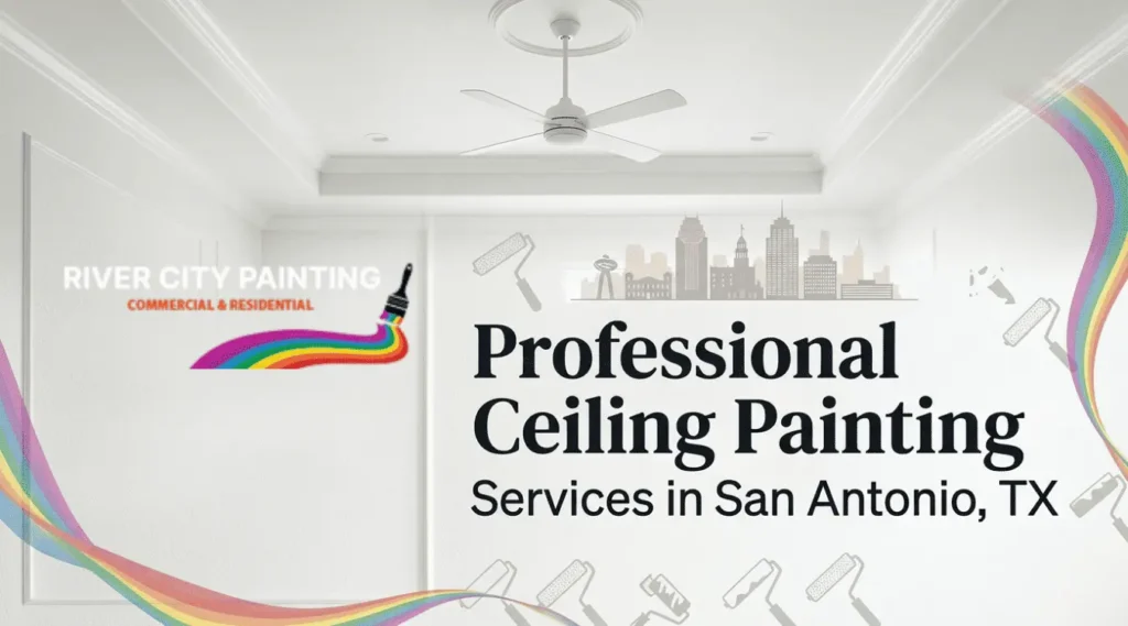 Professional Ceiling Painting Services in San Antonio, TX 1 A clean, modern white room features a tray ceiling with a white ceiling fan.