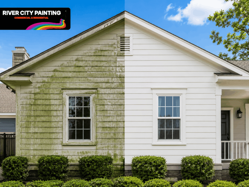River City Painting before and after power washing San Antonio home